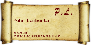 Puhr Lamberta névjegykártya